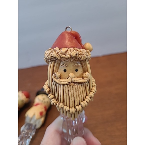 Vintage Set of 4 Icicle Christmas Ornaments Bear Snowman Santa Tree Decoration - Picture 12 of 14
